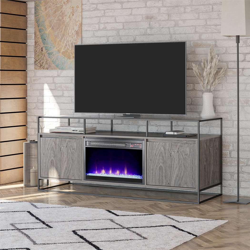 Carterette Gray 59 in. Console with Electric Fireplace - Thumbnail - Image 8