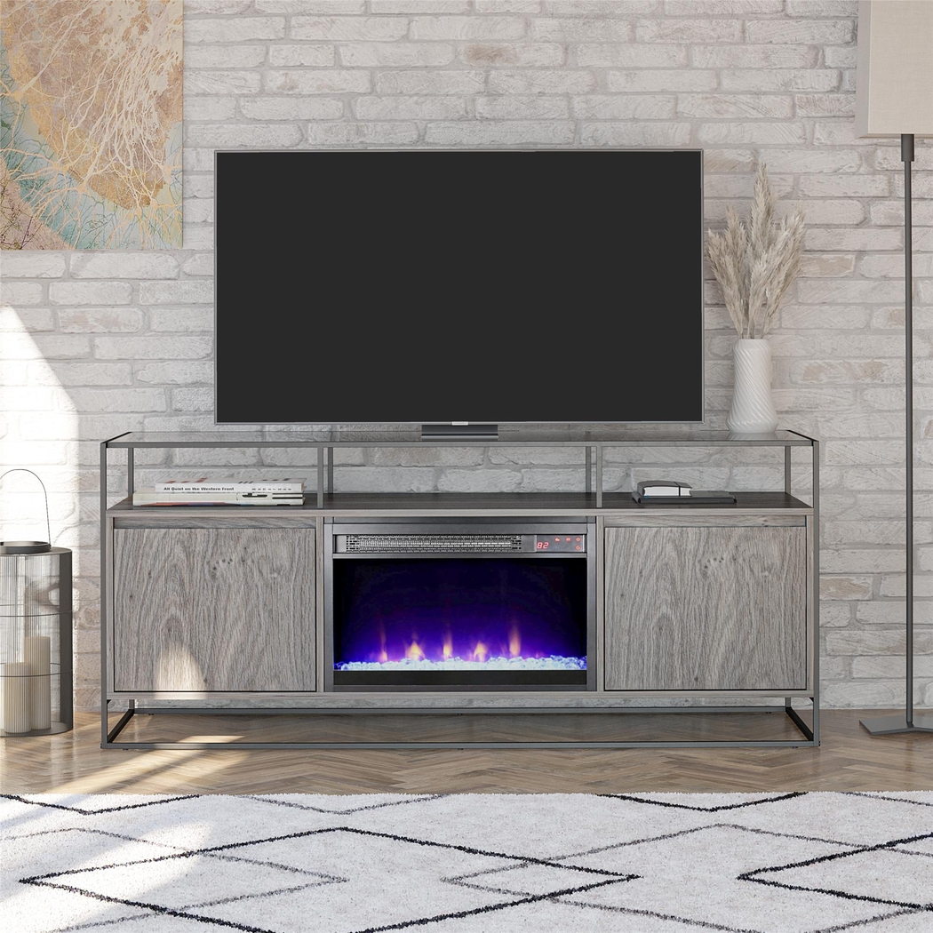 Carterette Gray 59 in. Console with Electric Fireplace - Thumbnail - Image 9