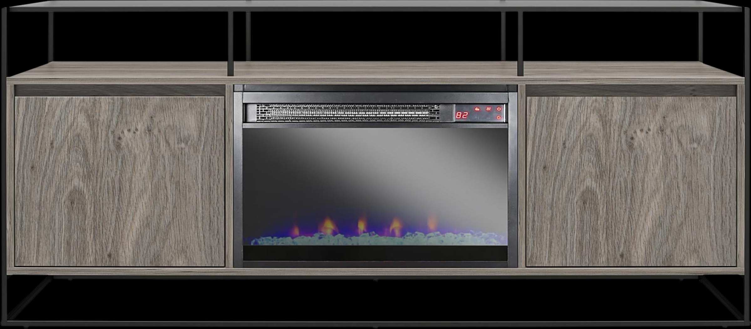 Carterette Gray 59 in. Console with Electric Fireplace - Thumbnail - Image 1