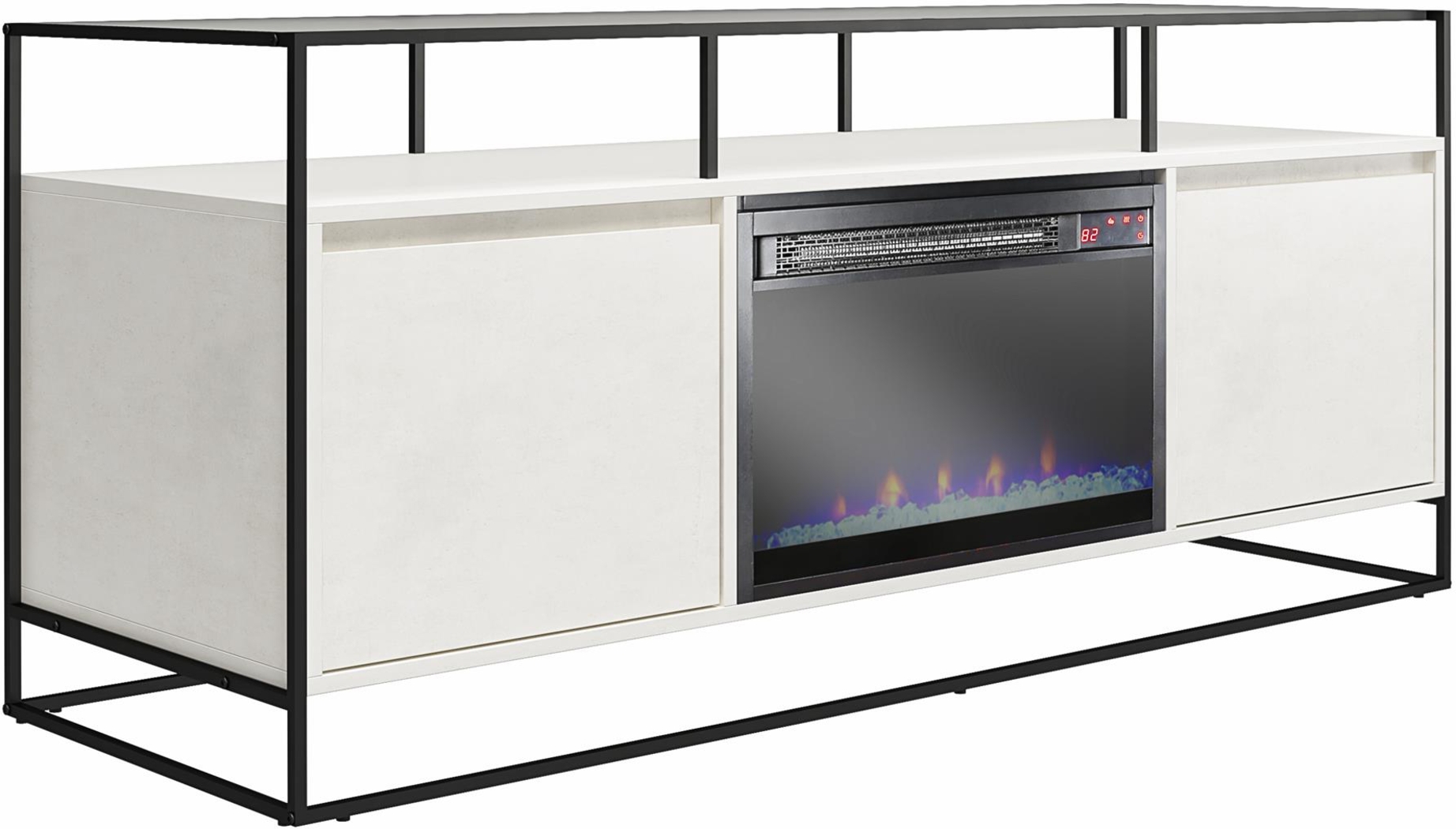 Carterette White 59 in. Console with Electric Fireplace - Thumbnail - Image 2