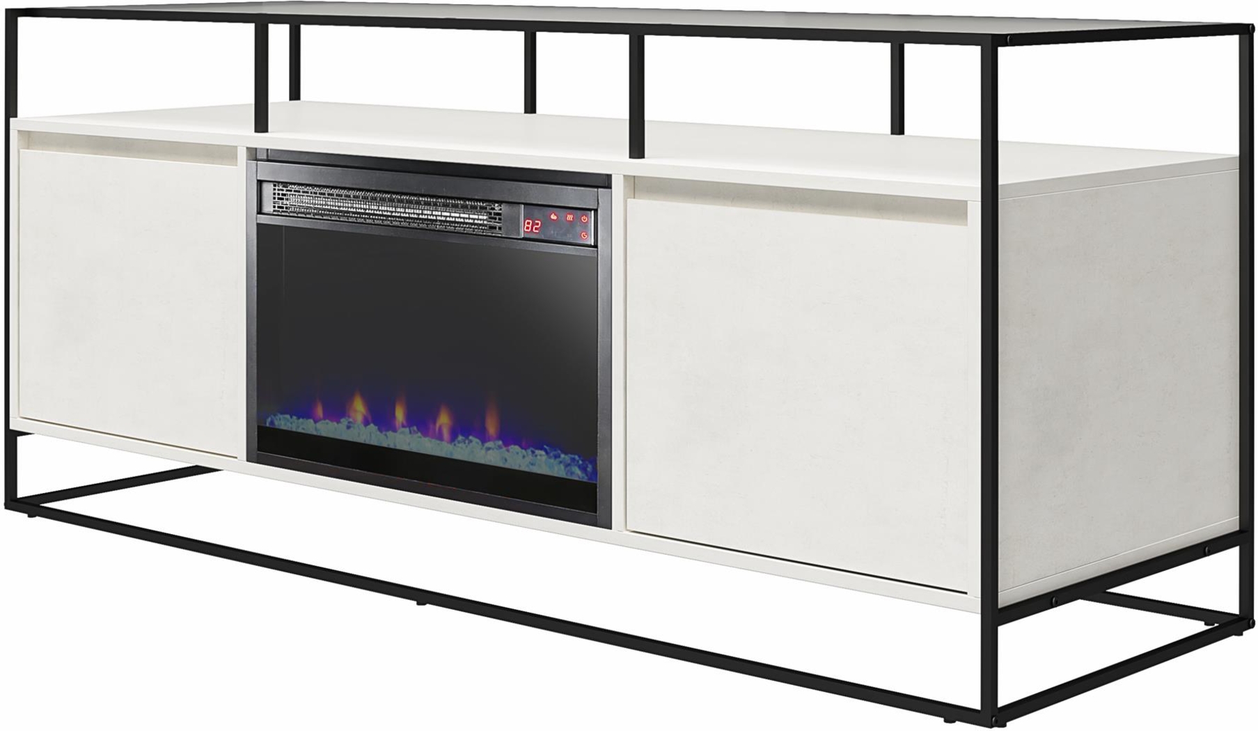 Carterette White 59 in. Console with Electric Fireplace - Thumbnail - Image 3