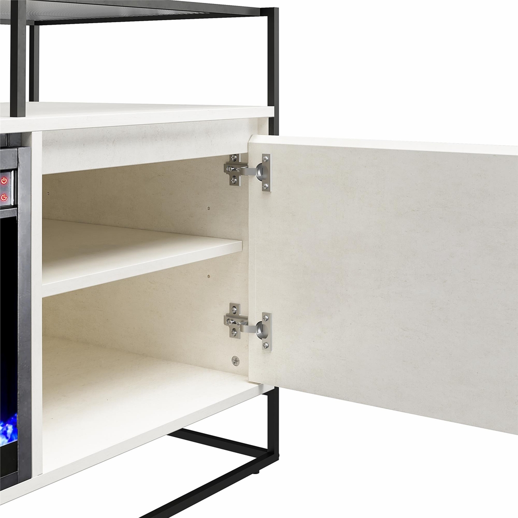 Carterette White 59 in. Console with Electric Fireplace - Thumbnail - Image 6