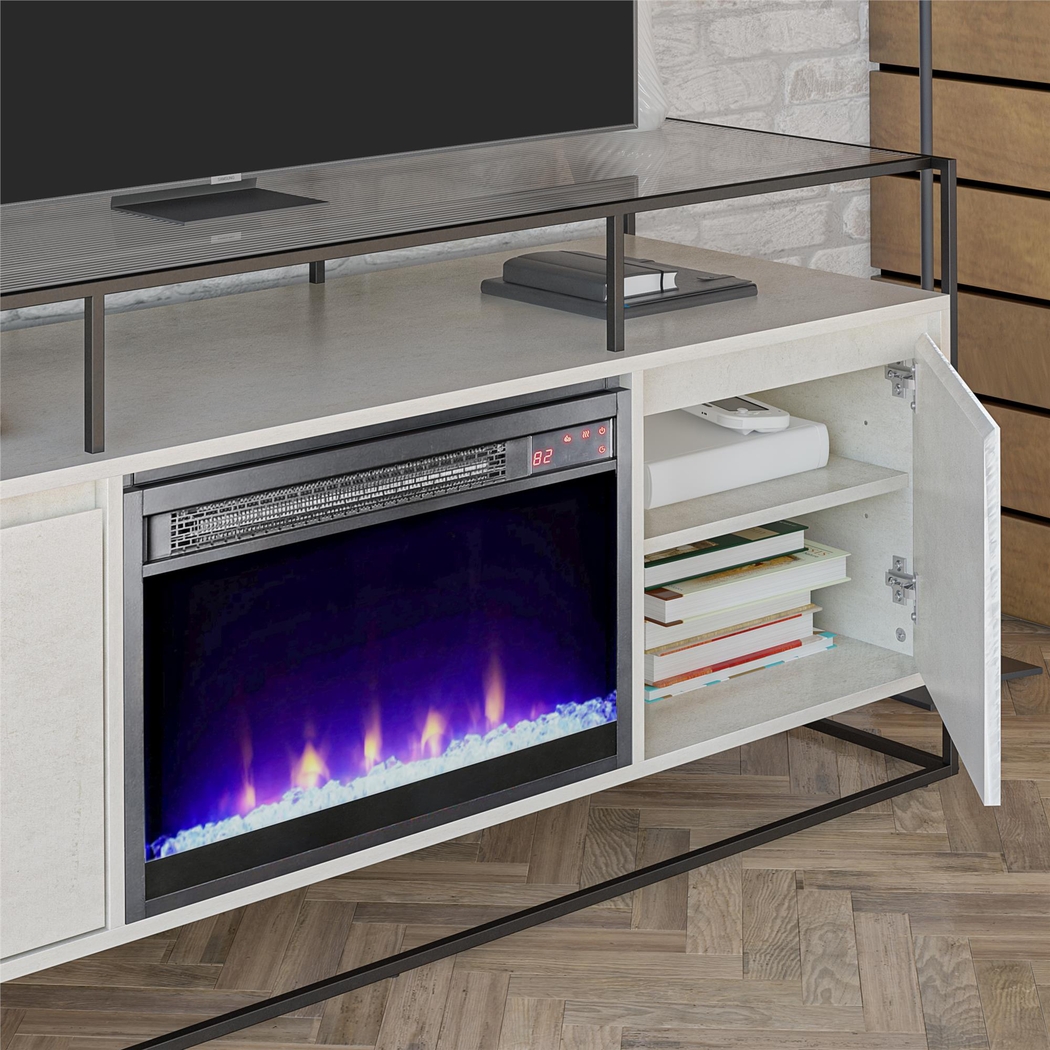 Carterette White 59 in. Console with Electric Fireplace - Thumbnail - Image 7