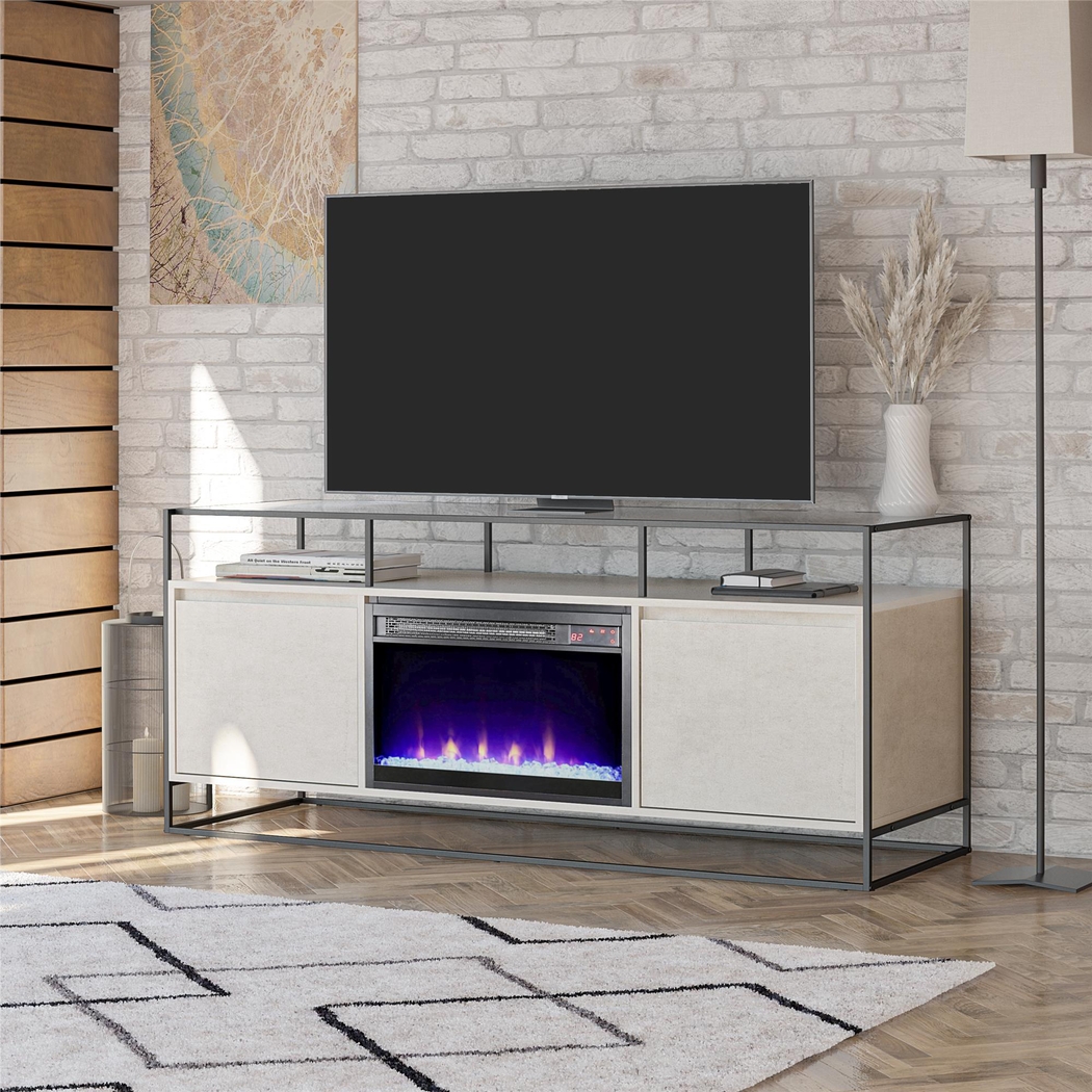 Carterette White 59 in. Console with Electric Fireplace - Thumbnail - Image 8