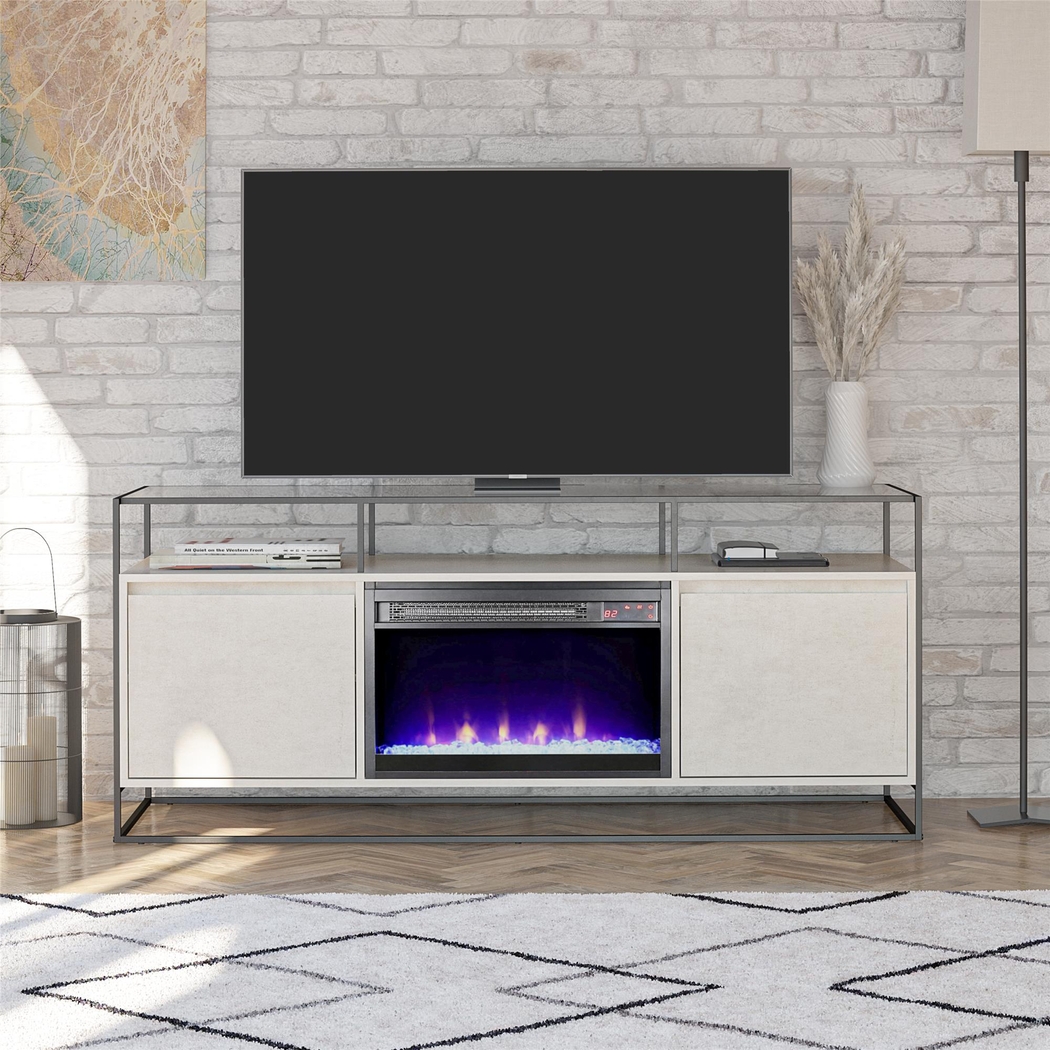 Carterette White 59 in. Console with Electric Fireplace - Thumbnail - Image 9