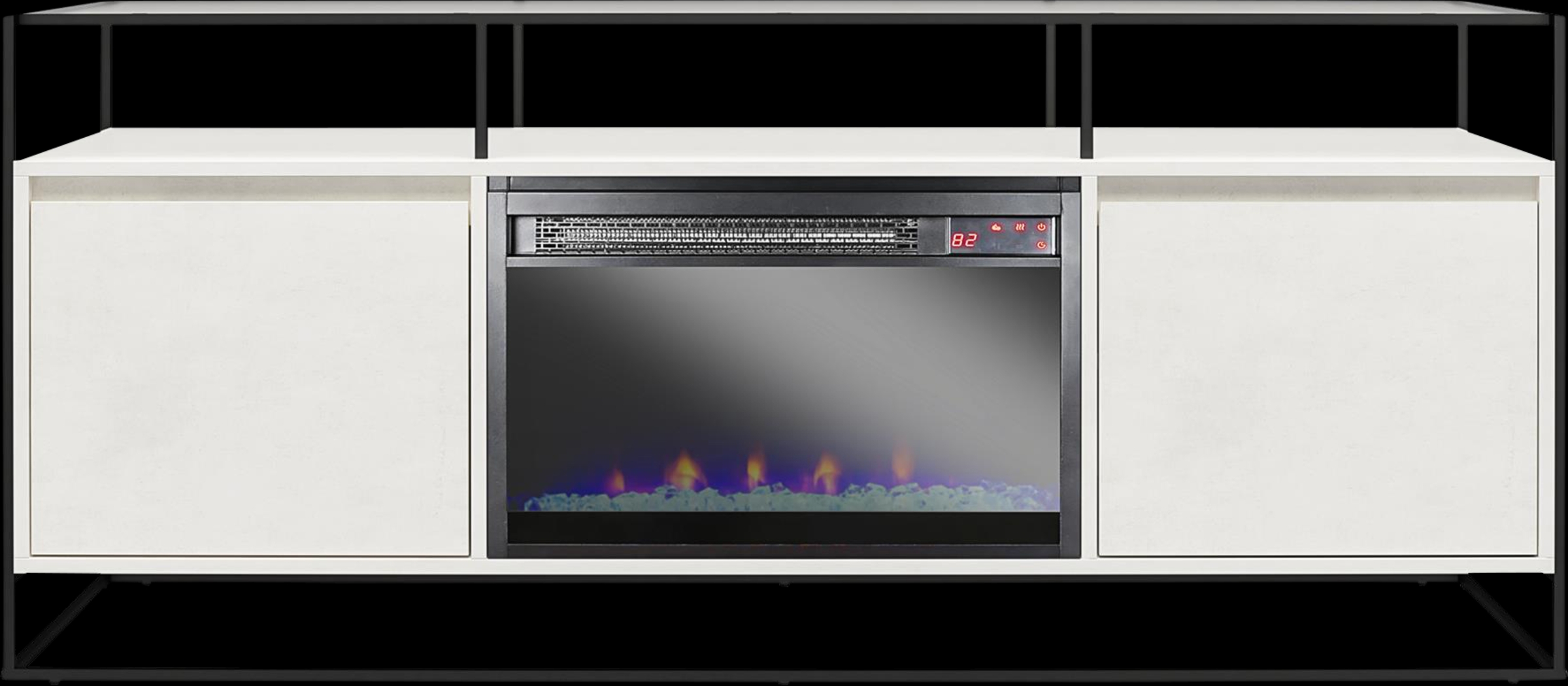 Carterette White 59 in. Console with Electric Fireplace - Thumbnail - Image 1