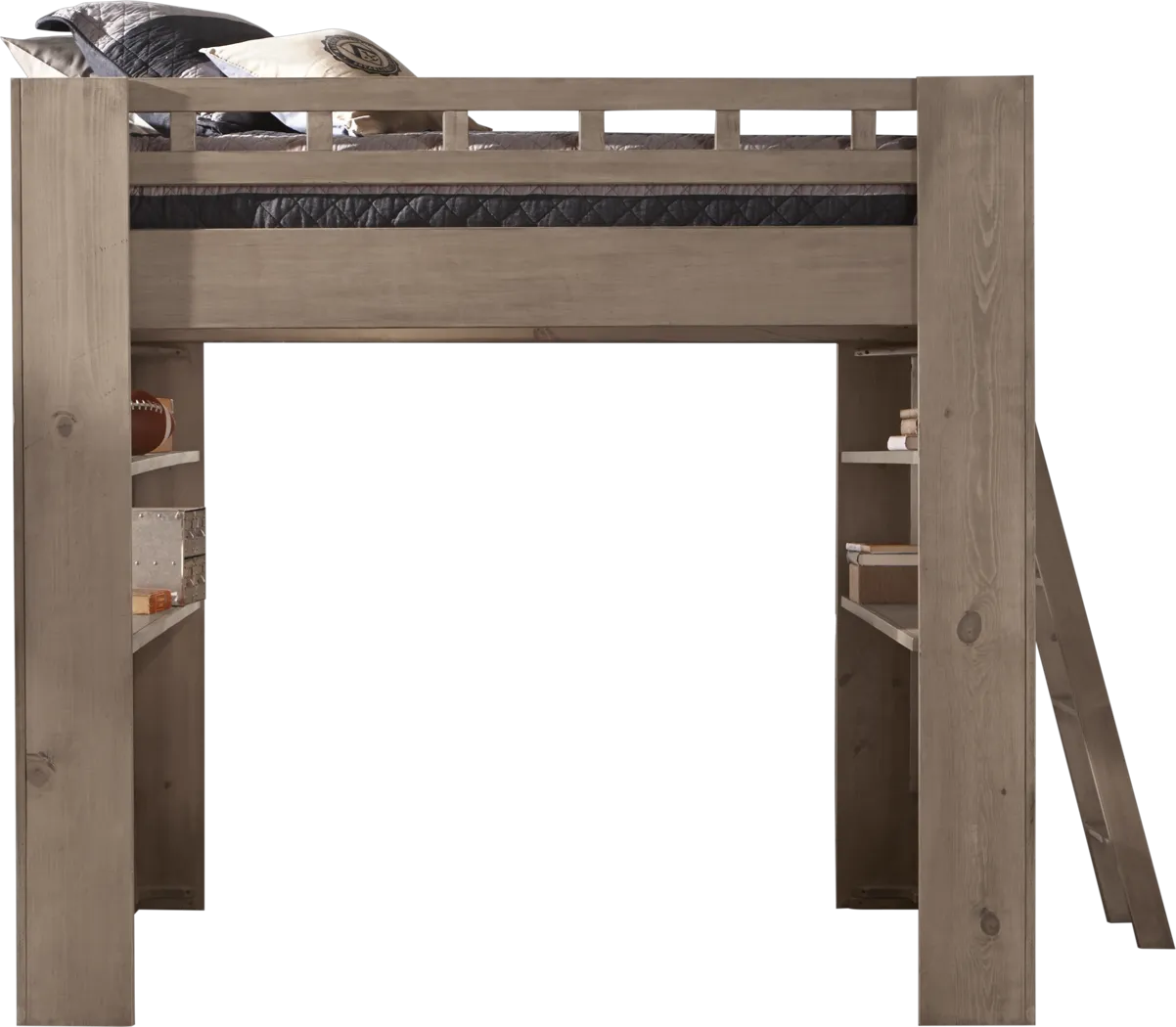 Carter's Kids Collection Lost Creek Gray Twin Loft Bed with Shelves - Thumbnail - Image 1