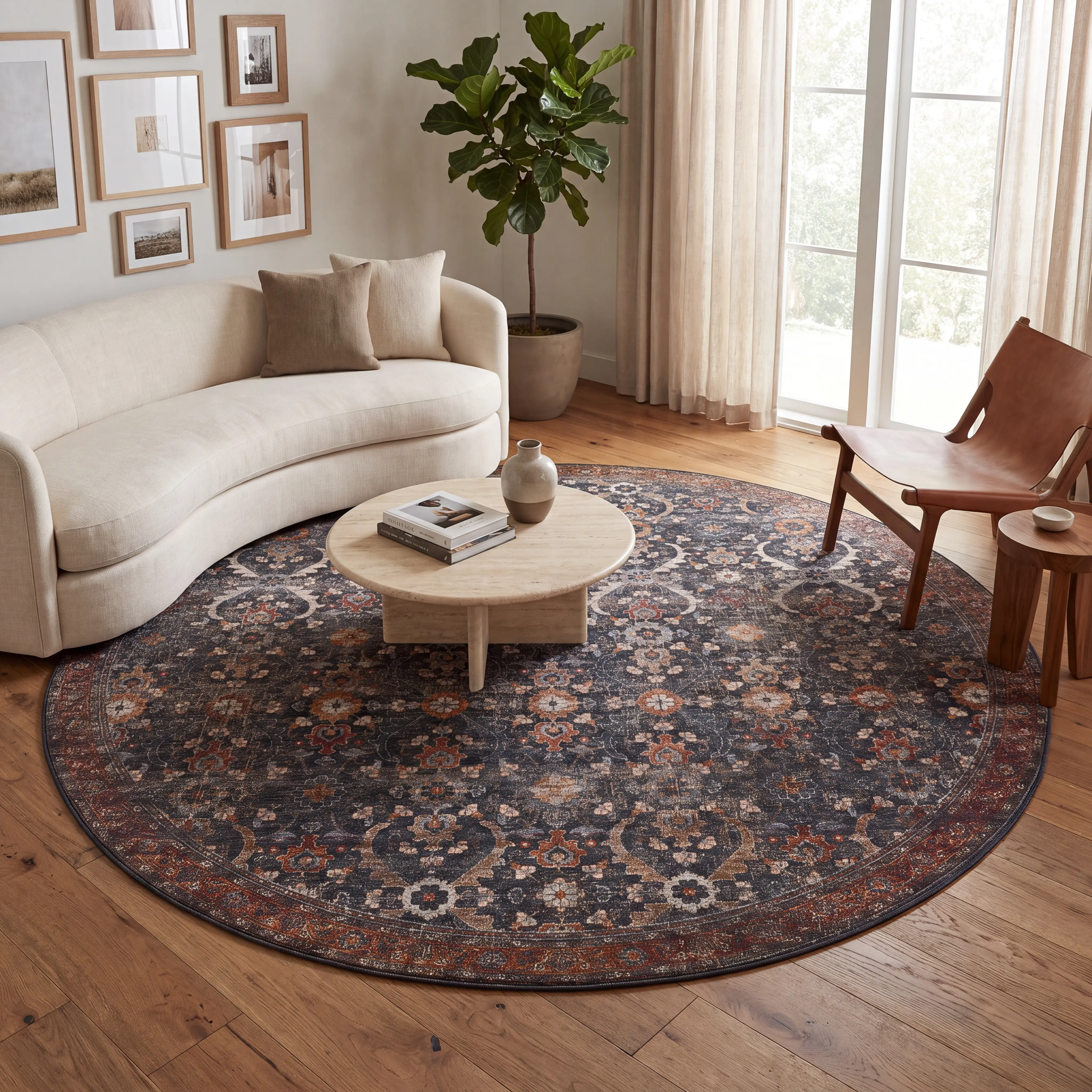 Carthage Blue 8' Round Rug - Thumbnail - Image 2