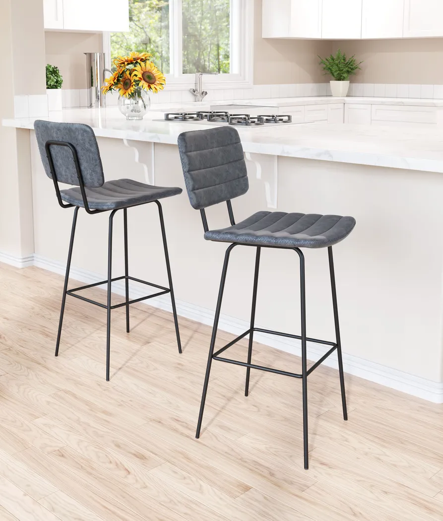 Carylynn Black Bar Height Stool, Set of 2 - Thumbnail - Image 2