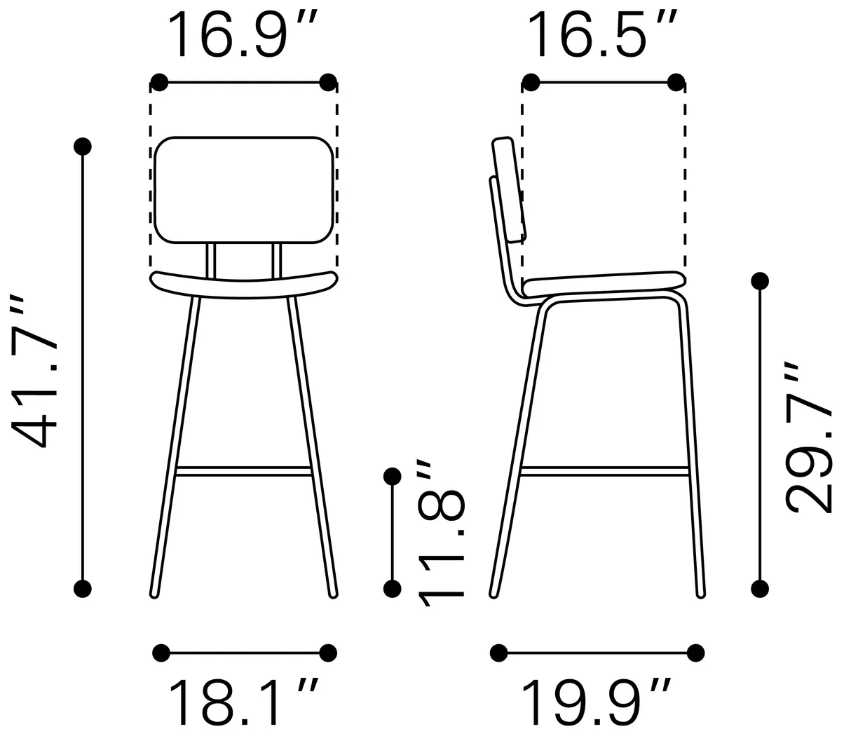 Carylynn Black Bar Height Stool, Set of 2 - Thumbnail - Image 10