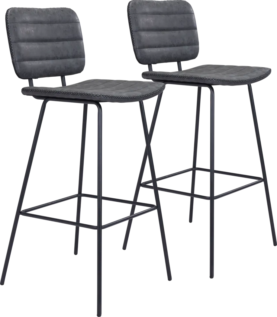 Carylynn Black Bar Height Stool, Set of 2 - Thumbnail - Image 1