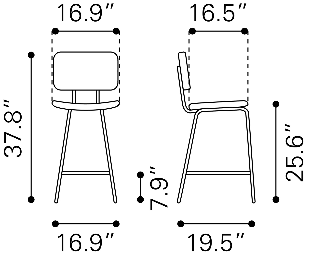 Carylynn Black Counter Height Stool, Set of 2 - Thumbnail - Image 10