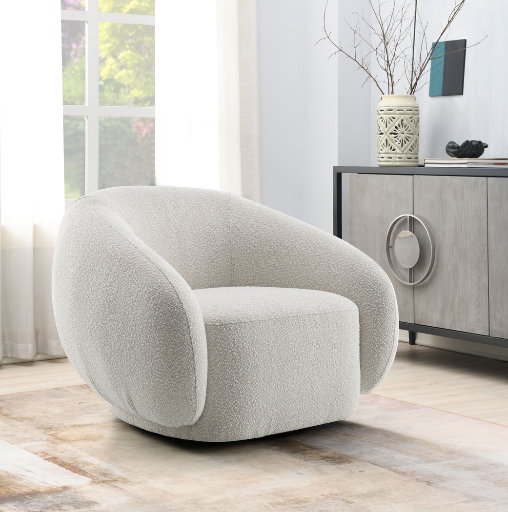 Carzalia Cream Swivel Accent Chair - Thumbnail - Image 2