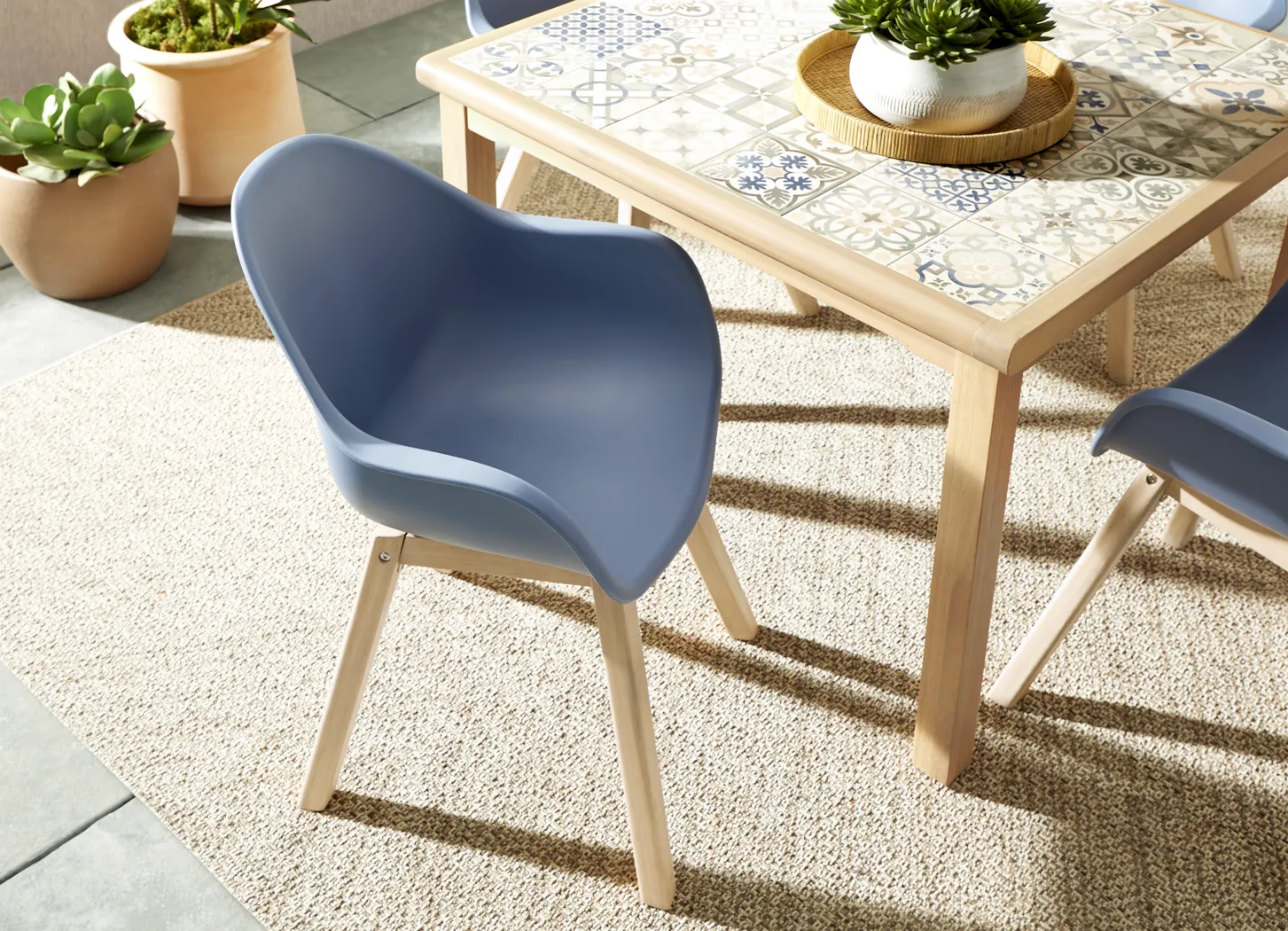 Casa Villa Multi 5 Pc Outdoor Dining Set with Blue Chairs - Thumbnail - Image 8