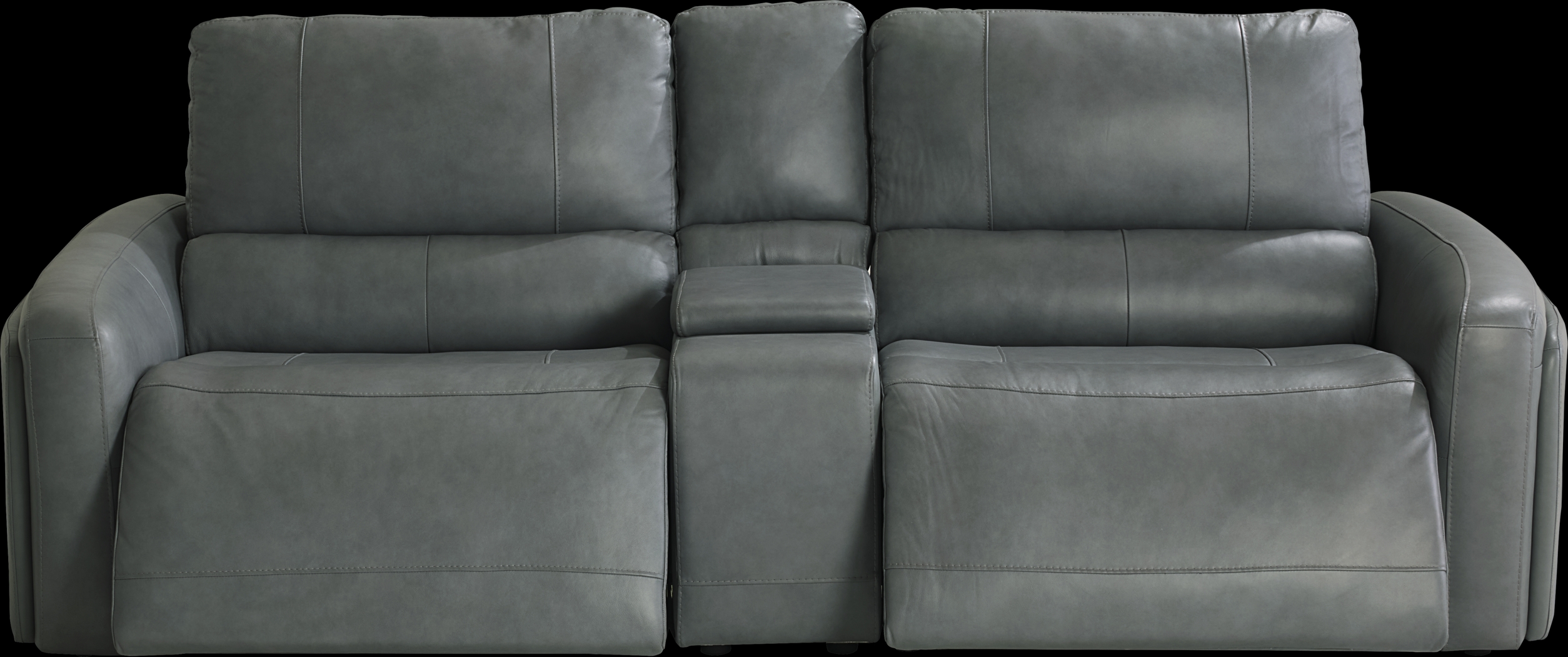 Cascade Way by Shaquille O'Neal Home Blue Leather 3 Pc Dual Power Reclining Sofa - Thumbnail - Image 1