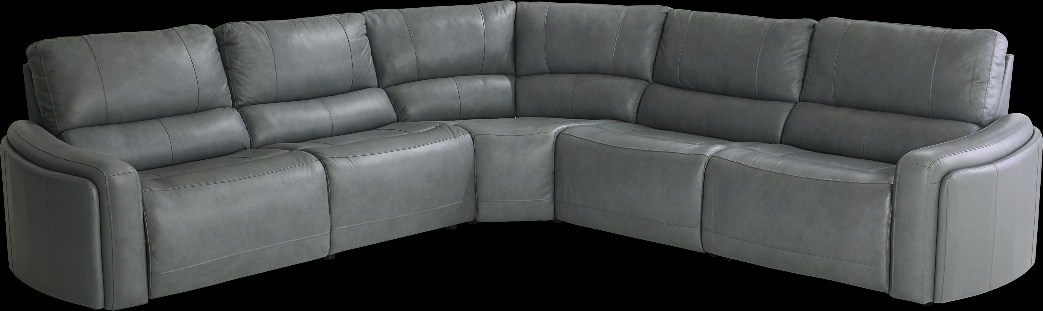 Cascade Way by Shaquille O'Neal Home Blue Leather 5 Pc Dual Power Reclining Sectional - Thumbnail - Image 3