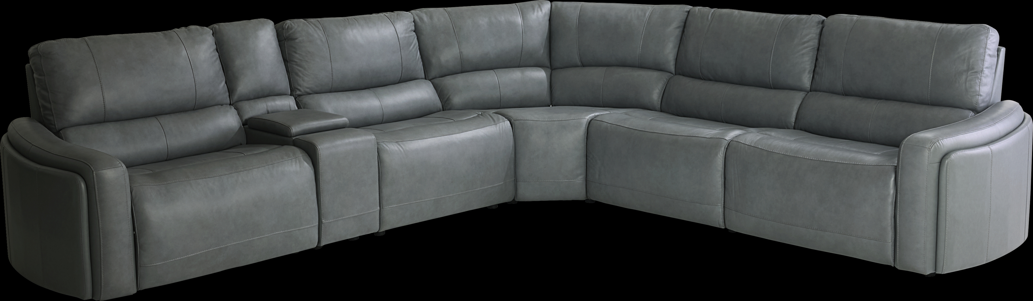 Cascade Way by Shaquille O'Neal Home Blue Leather 6 Pc Dual Power Reclining Sectional - Thumbnail - Image 3