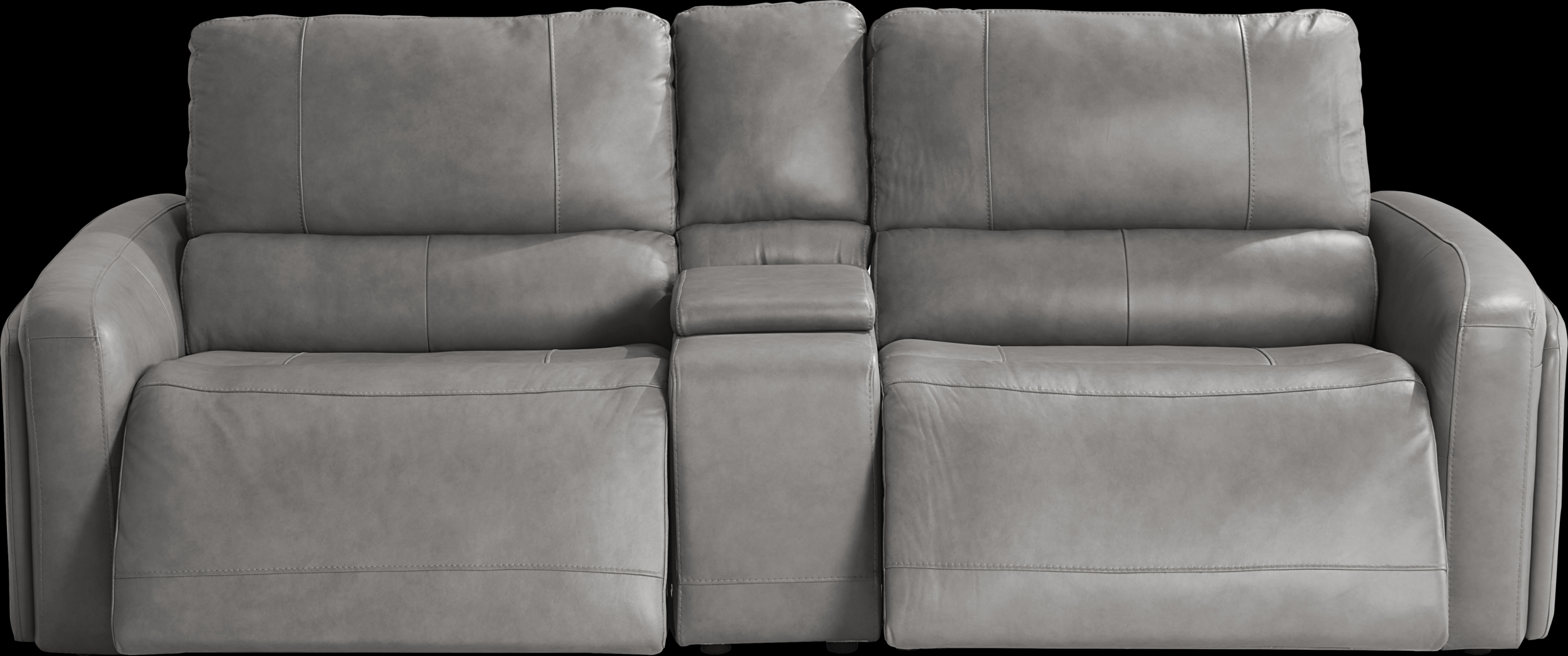 Cascade Way by Shaquille O'Neal Home Gray Leather 3 Pc Dual Power Reclining Sofa - Thumbnail - Image 1