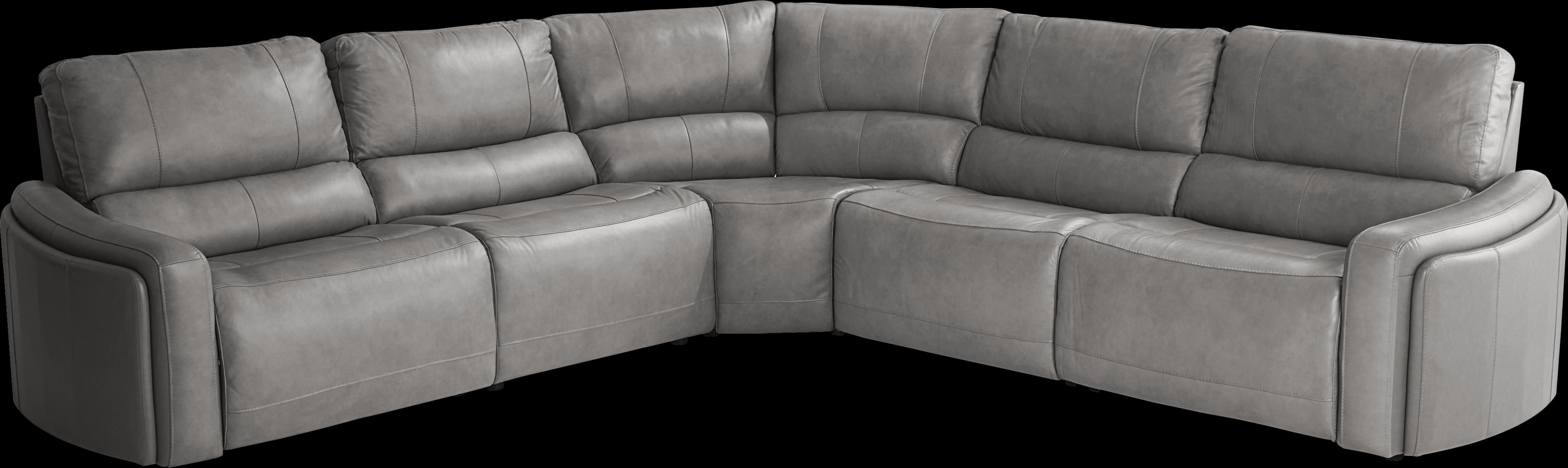 Cascade Way by Shaquille O'Neal Home Gray Leather 5 Pc Dual Power Reclining Sectional - Thumbnail - Image 3