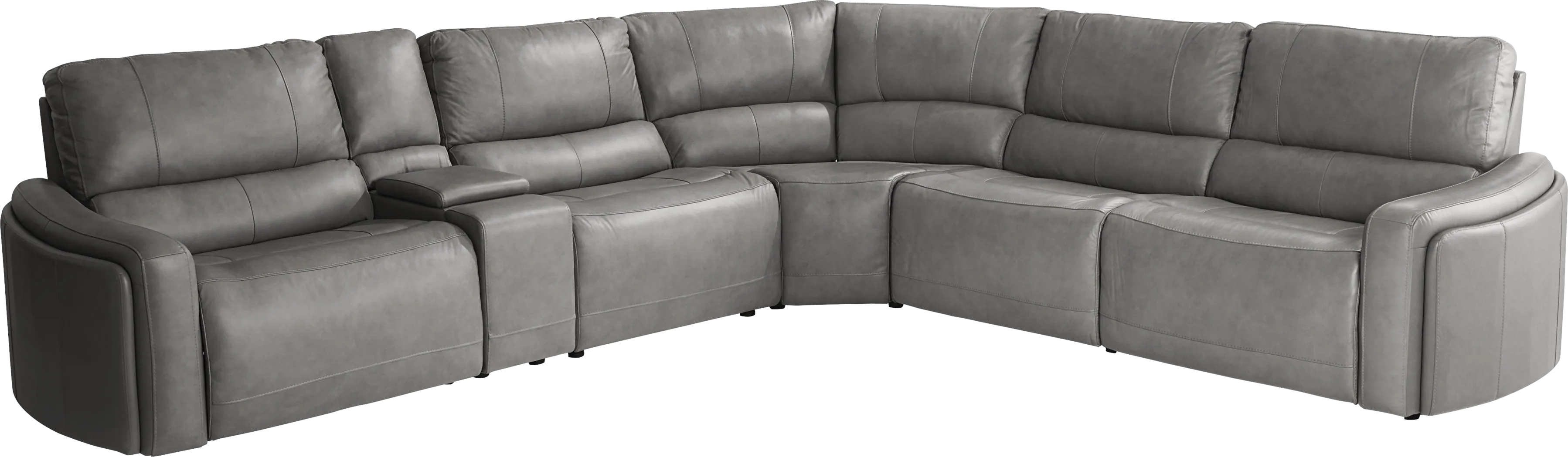 Cascade Way by Shaquille O'Neal Home Gray Leather 6 Pc Dual Power Reclining Sectional - Thumbnail - Image 3