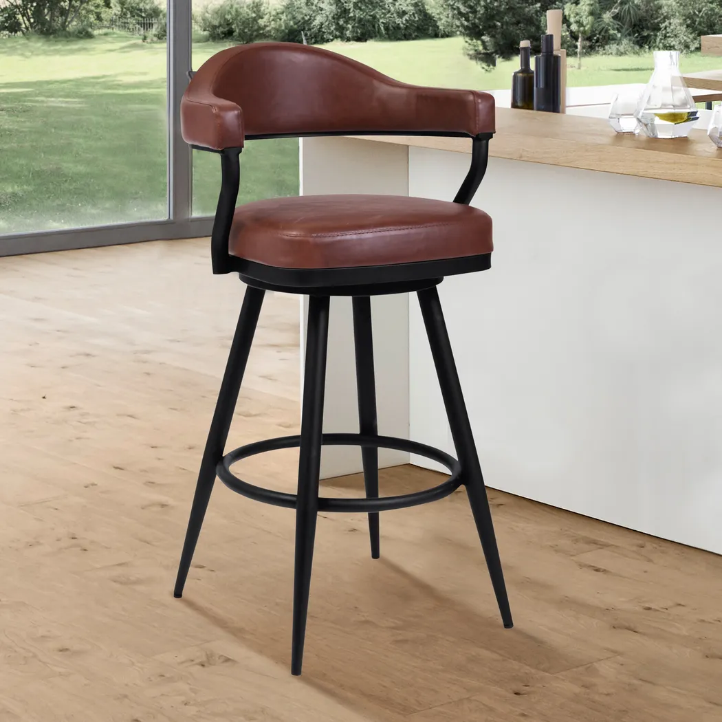 Casgus Brown Swivel Barstool - Thumbnail - Image 2