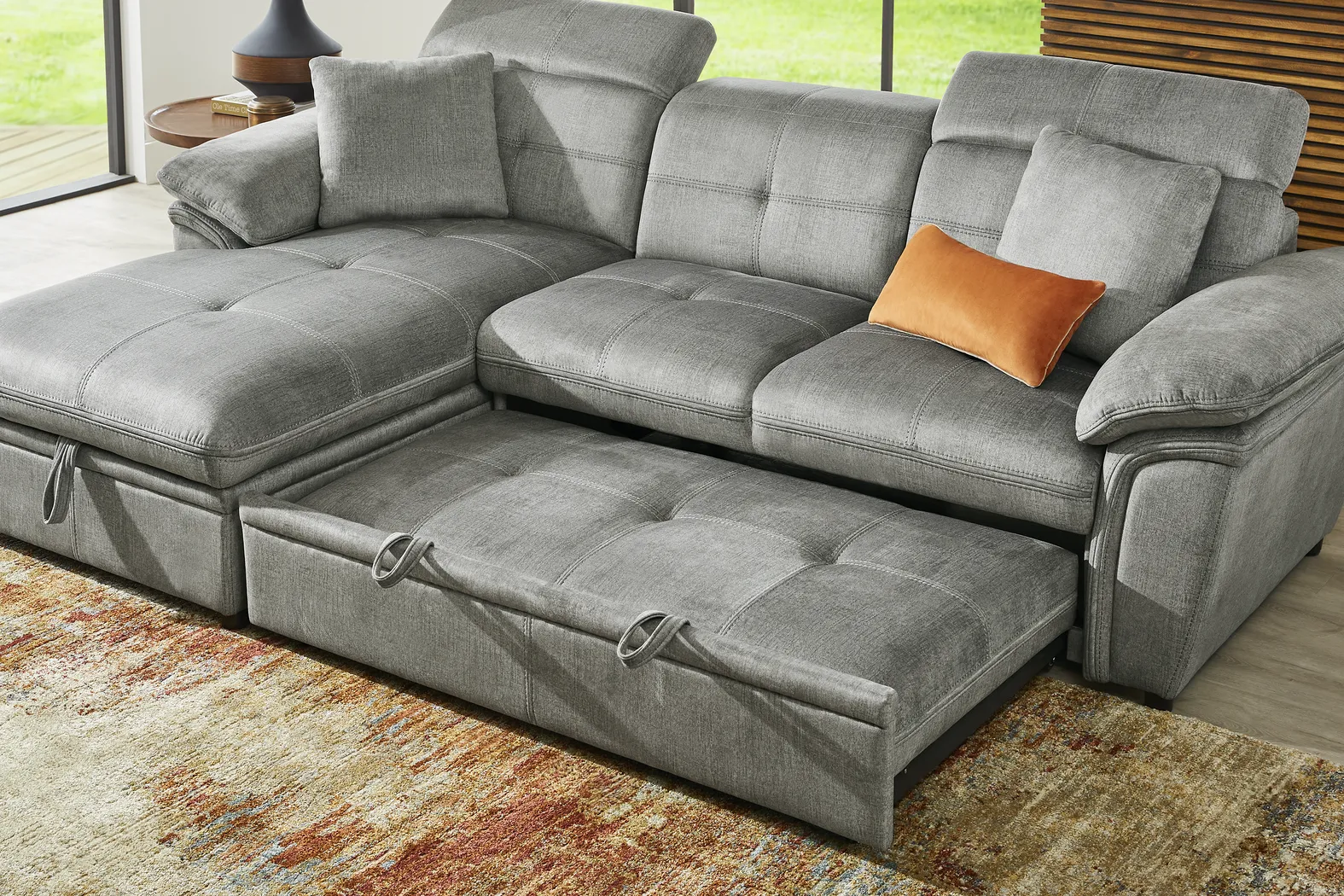 Cashton Heights Gray 3 Pc Sleeper Sectional - Image 8