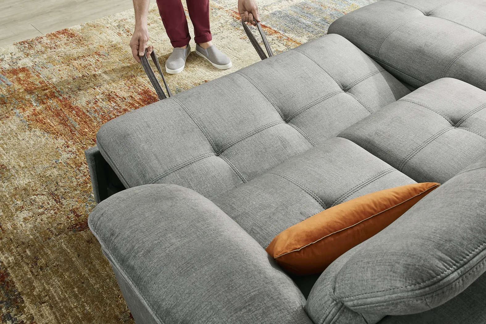 Cashton Heights Gray 3 Pc Sleeper Sectional - Image 9