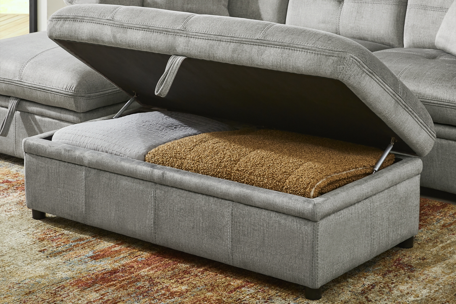 Cashton Heights Gray Storage Ottoman - Thumbnail - Image 4