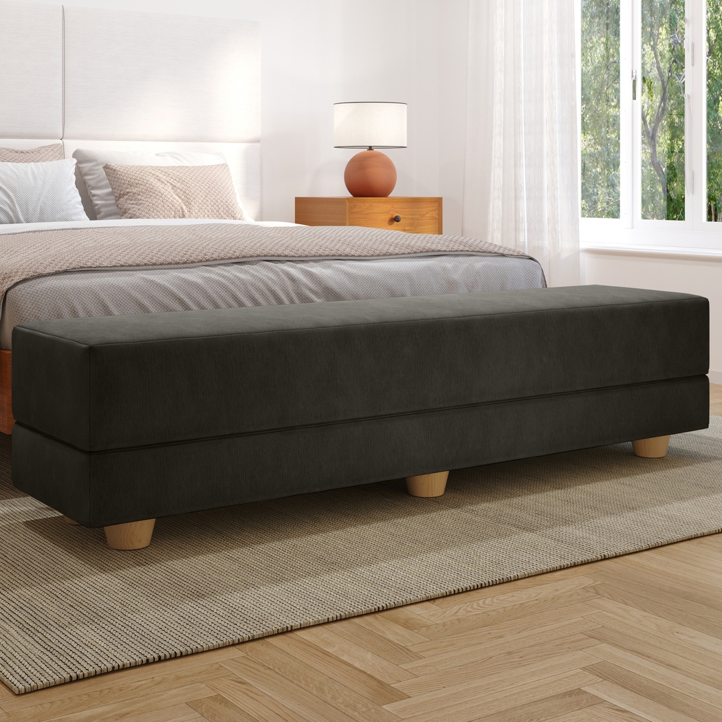 Casila Charcoal Twin Bed Bench - Thumbnail - Image 2