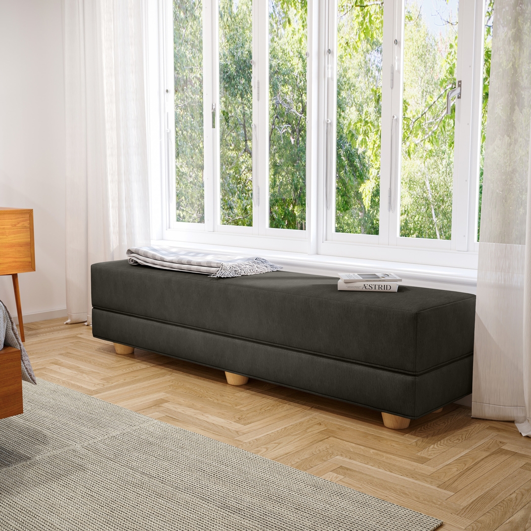 Casila Charcoal Twin Bed Bench - Thumbnail - Image 4