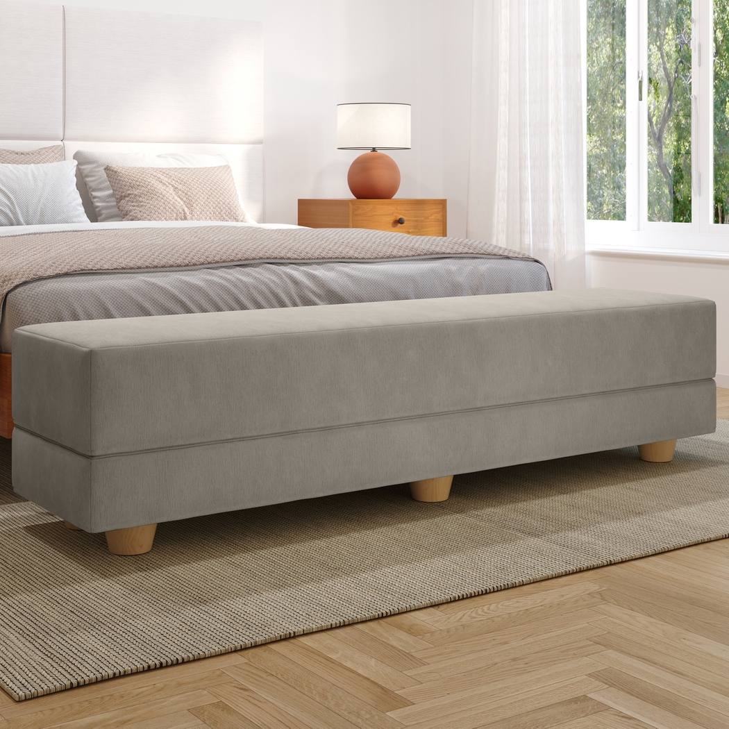 Casila Dark Gray Twin Bed Bench - Thumbnail - Image 2