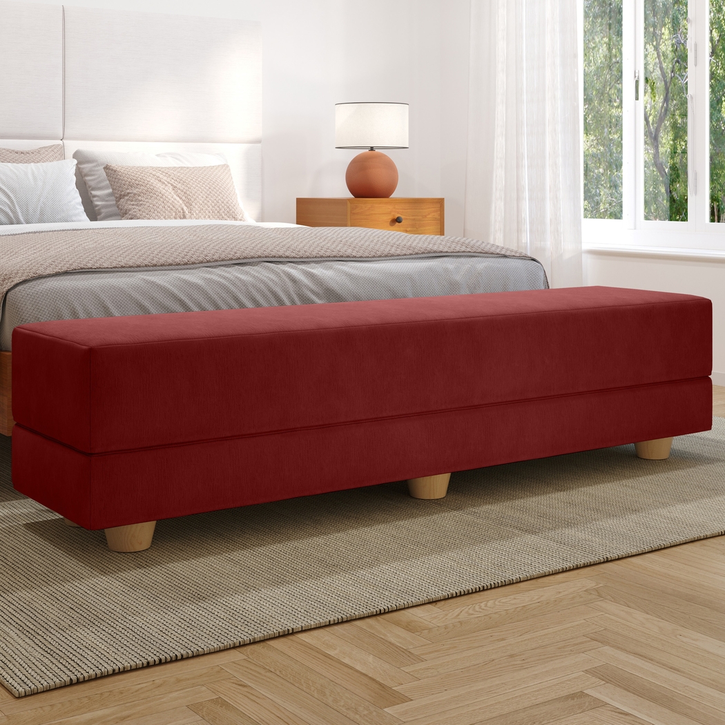 Casila Red Twin Bed Bench - Thumbnail - Image 2
