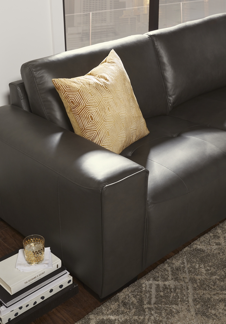 Cassano Dark Gray Leather 5 Pc Sectional - Thumbnail - Image 4