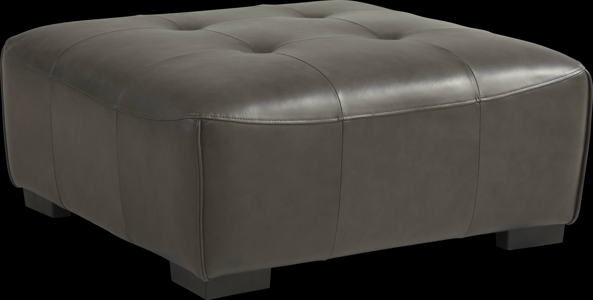 Cassano Dark Gray Leather Cocktail Ottoman - Thumbnail - Image 1