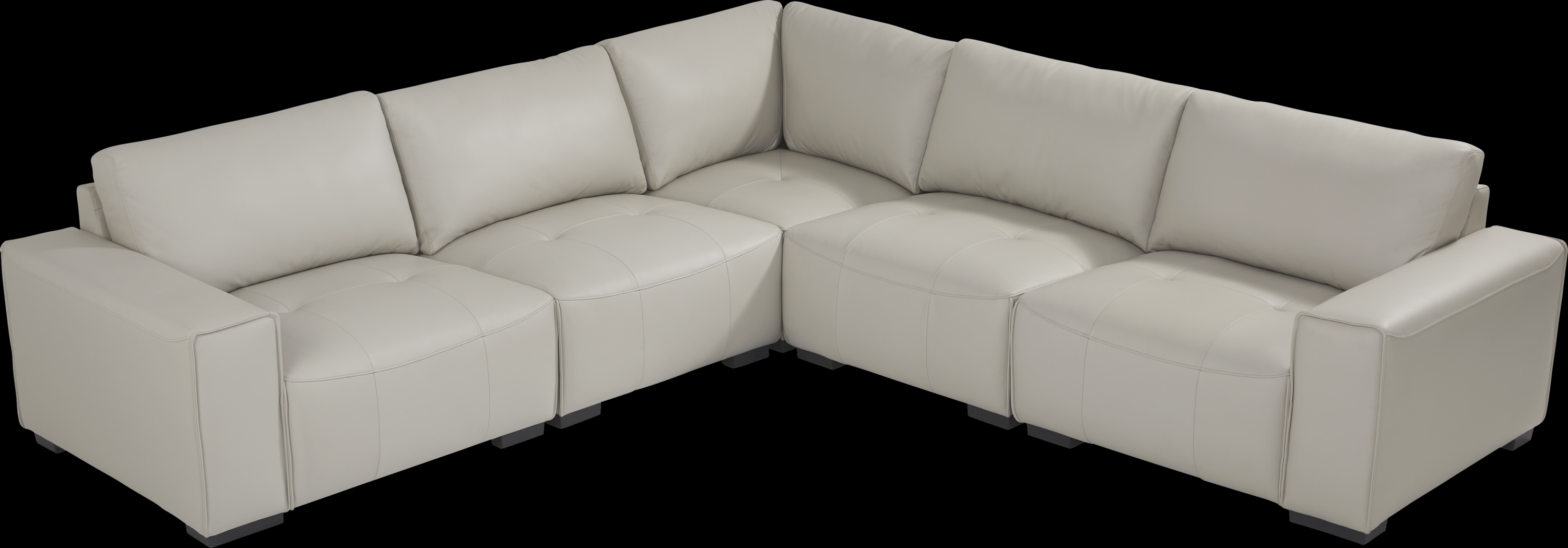 Cassano Light Gray Leather 5 Pc Sectional - Thumbnail - Image 3