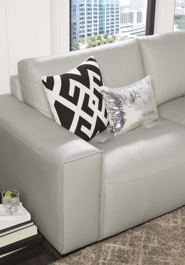 Cassano Light Gray Leather 5 Pc Sectional - Thumbnail - Image 4