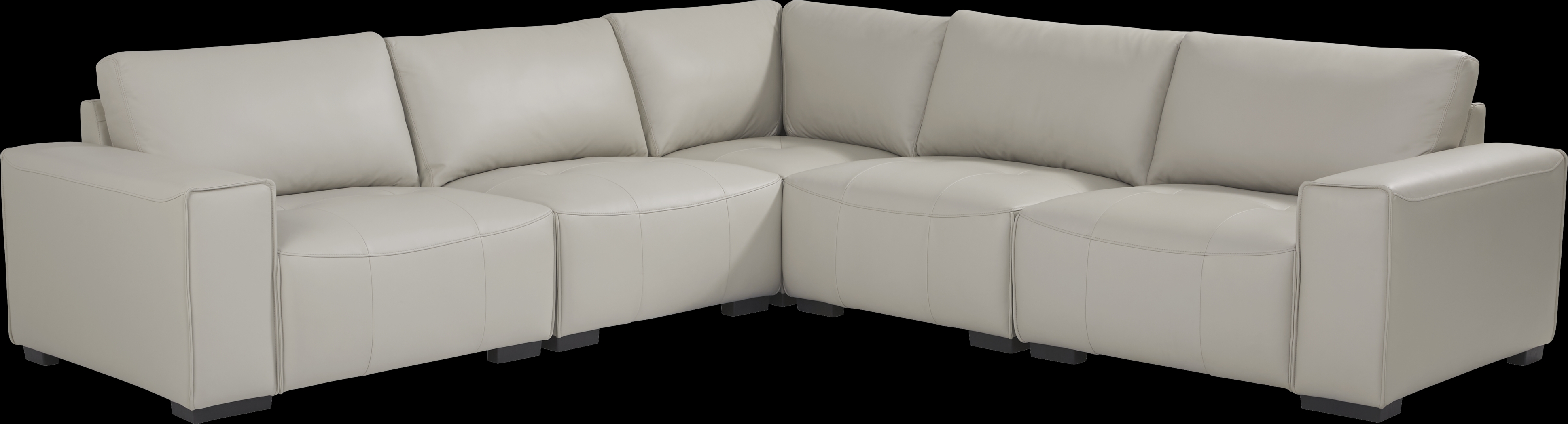 Cassano Light Gray Leather 5 Pc Sectional - Thumbnail - Image 1