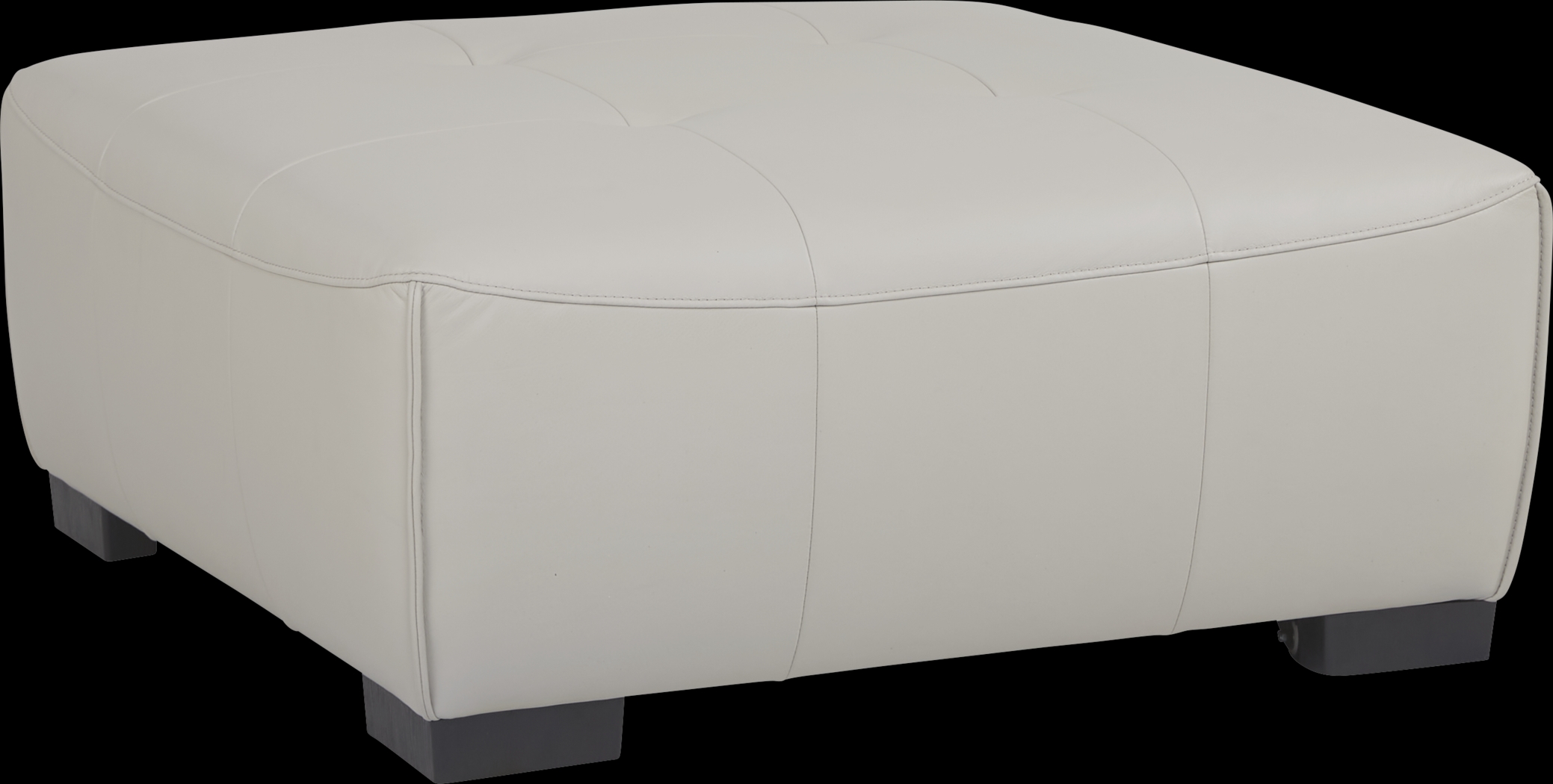 Cassano Light Gray Leather Cocktail Ottoman - Thumbnail - Image 1