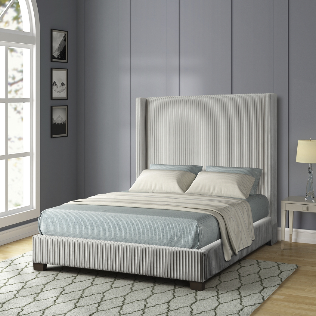 Cassertio Gray 3 Pc Queen Upholstered Bed - Thumbnail - Image 1