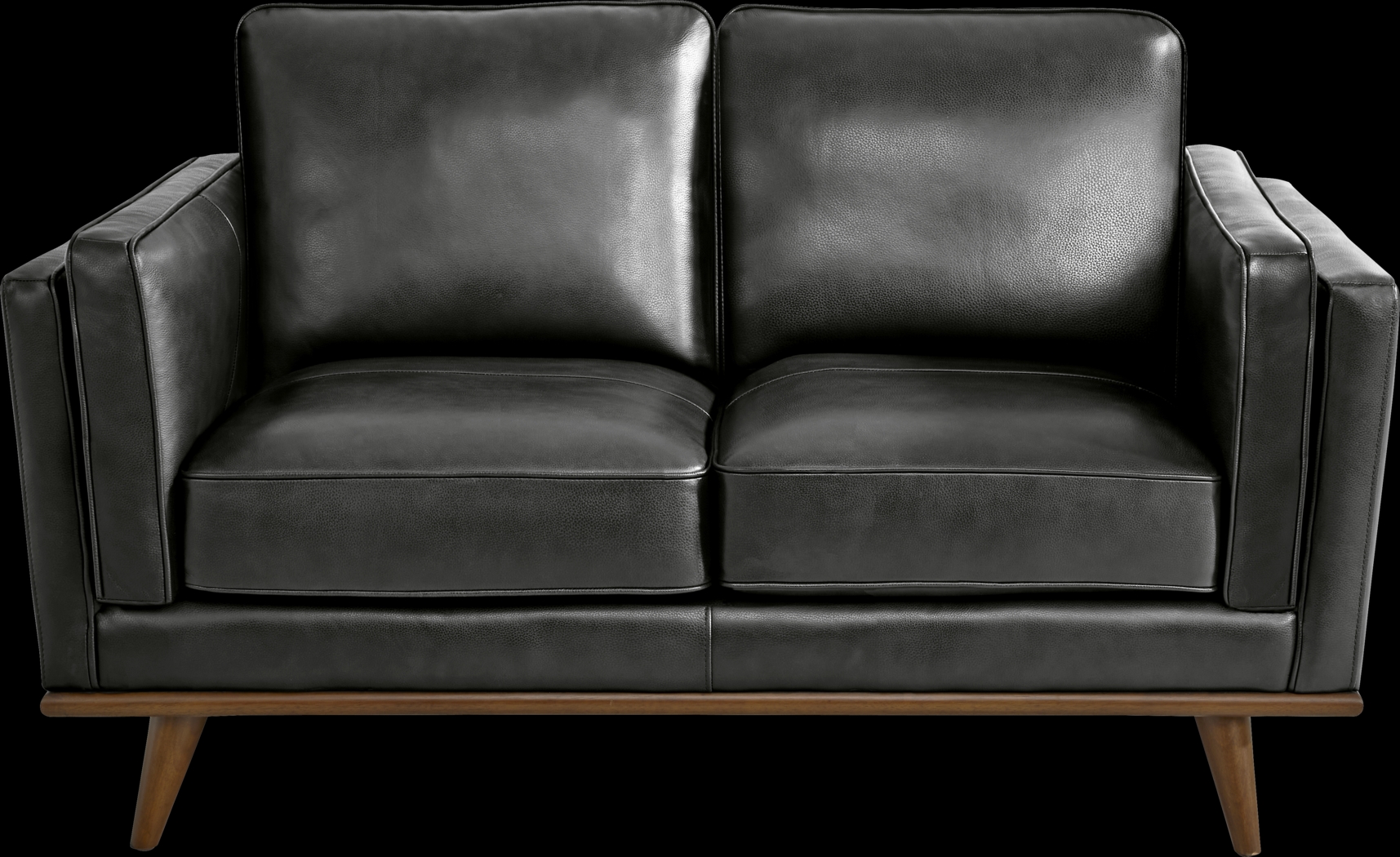 Cassina Court Black Leather Loveseat - Thumbnail - Image 1
