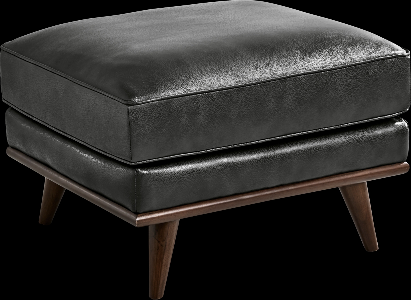 Cassina Court Black Leather Ottoman - Thumbnail - Image 1