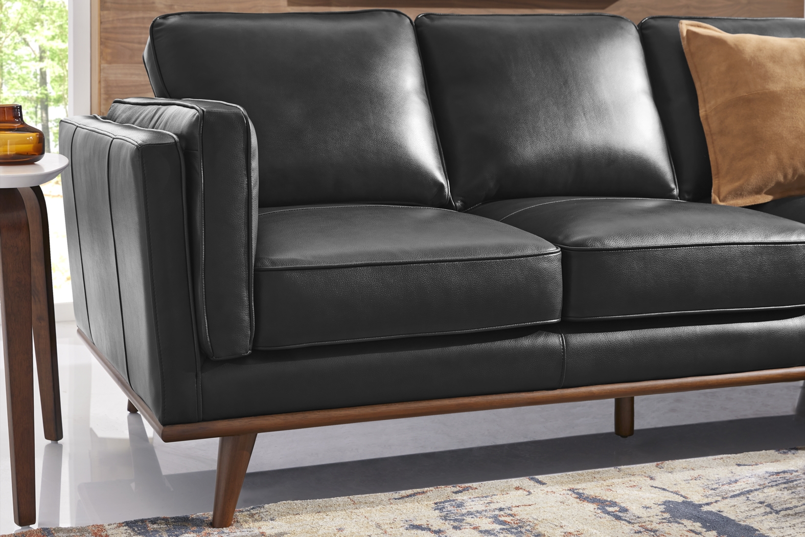 Cassina Court Black Leather Sofa - Thumbnail - Image 3