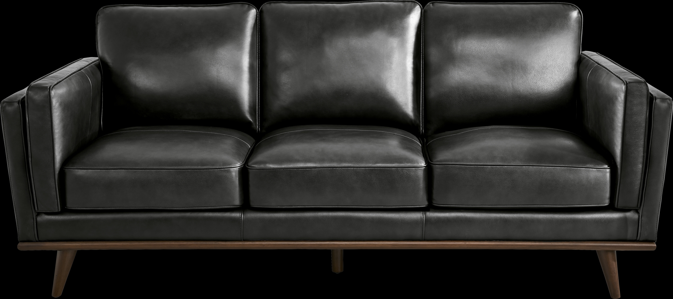 Cassina Court Black Leather Sofa - Thumbnail - Image 1