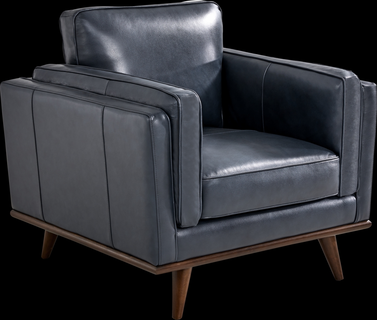 Cassina Court Navy Leather Chair - Thumbnail - Image 1