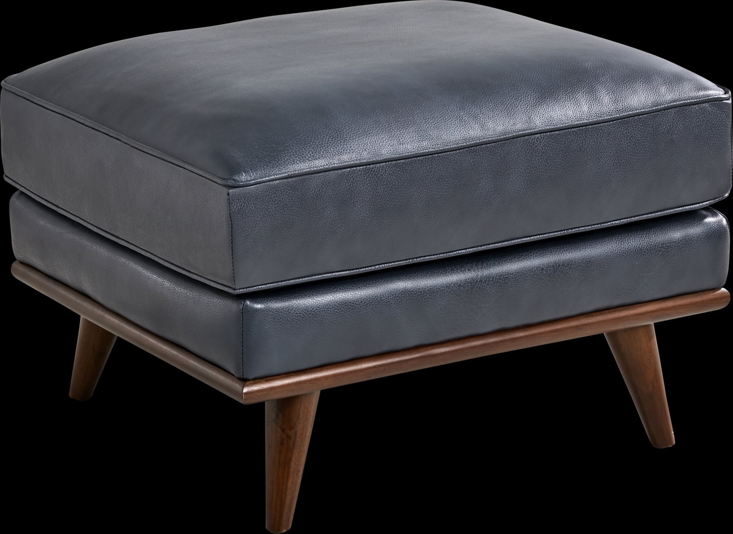 Cassina Court Navy Leather Ottoman - Thumbnail - Image 1