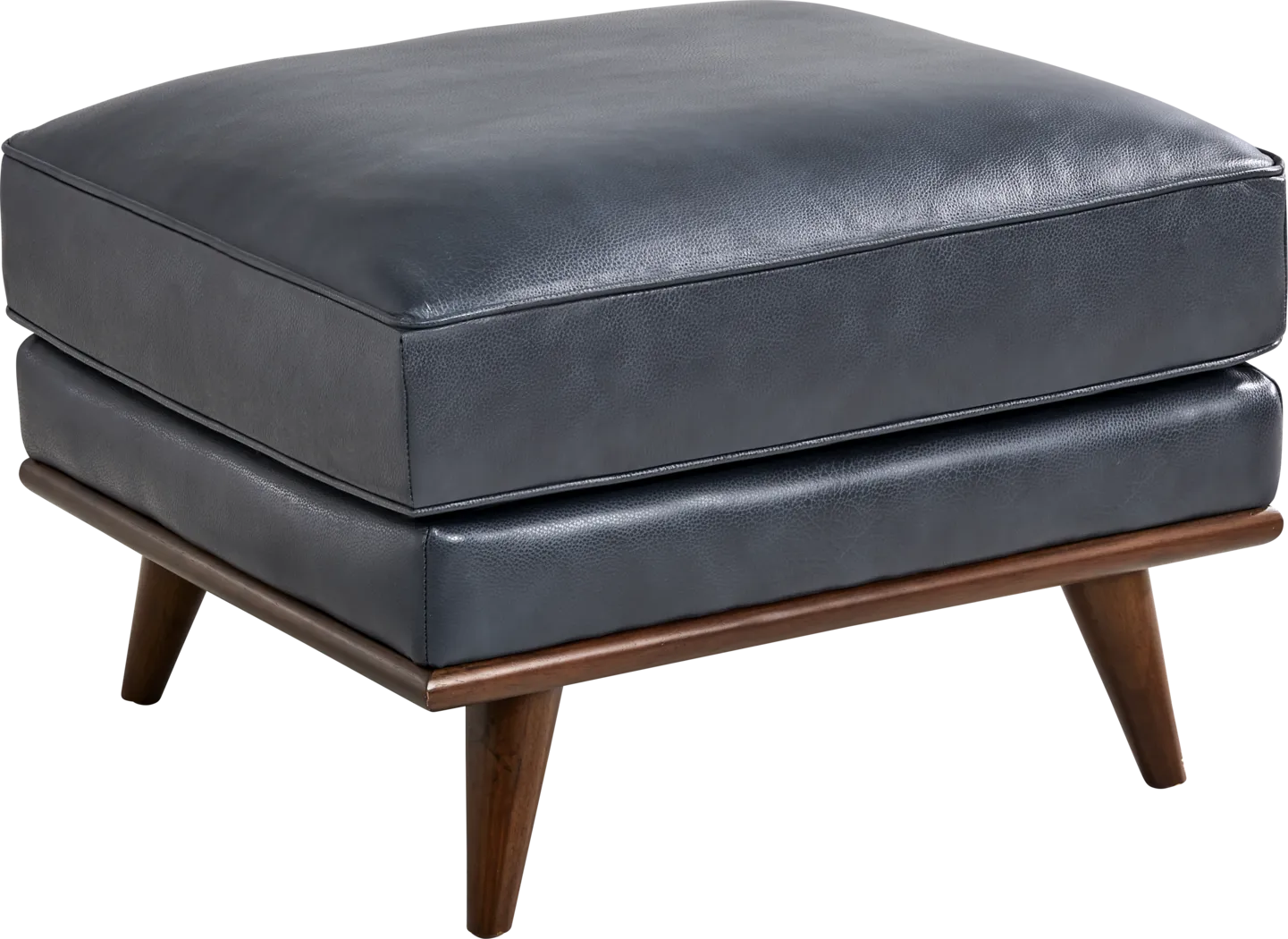 Cassina Way Navy Leather Ottoman - Thumbnail - Image 1