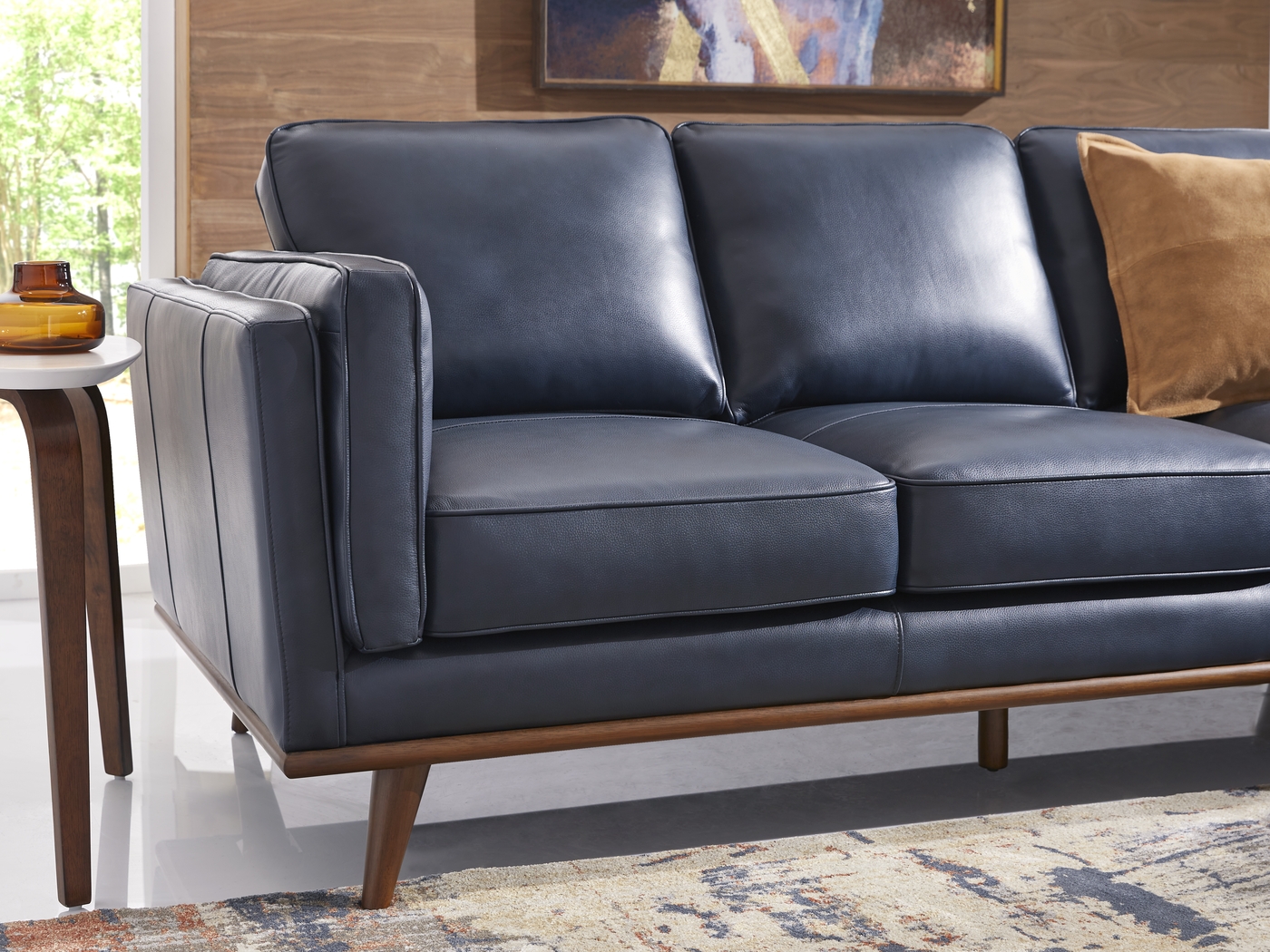 Cassina Way Navy Leather Sofa - Thumbnail - Image 3