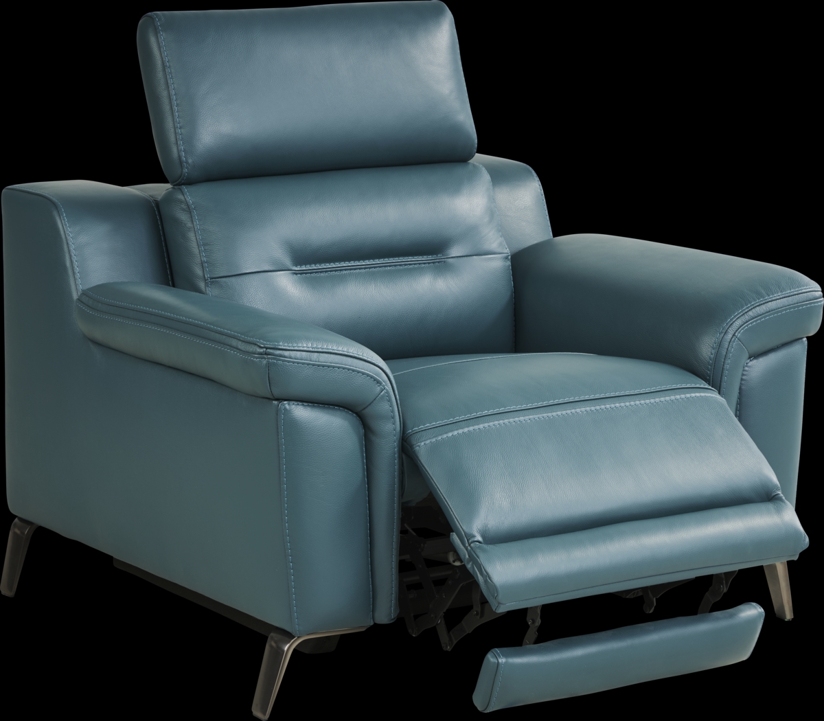Castella Teal Leather 7 Pc Dual Power Reclining Living Room - Thumbnail - Image 5