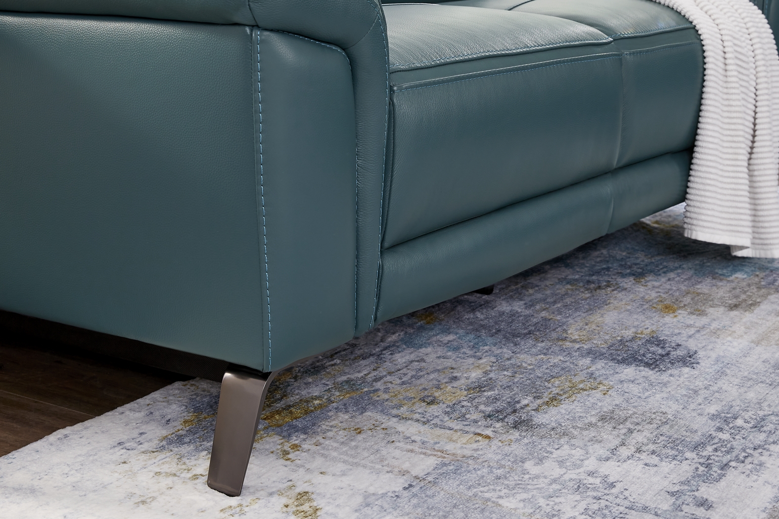 Castella Teal Leather 5 Pc Dual Power Reclining Living Room - Thumbnail - Image 8