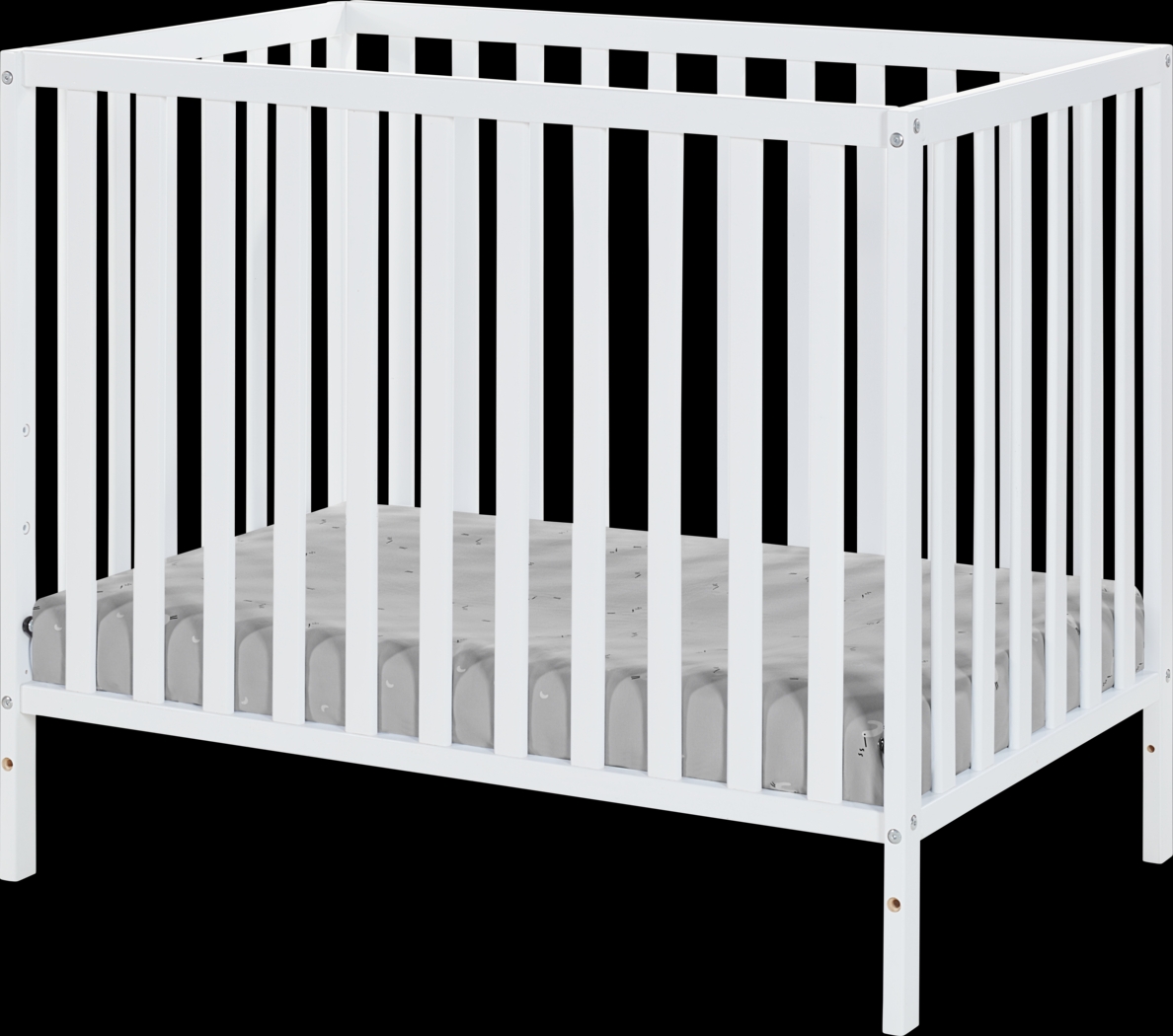 Castellon White Mini Crib with Mattress Pad - Thumbnail - Image 1